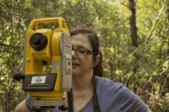 Linda Howell working with the Total Station